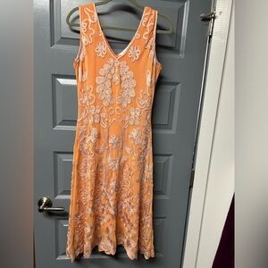 Sundance “The Cameo” dress. A-Line floral& vine embroidery on mesh overlay.LARGE